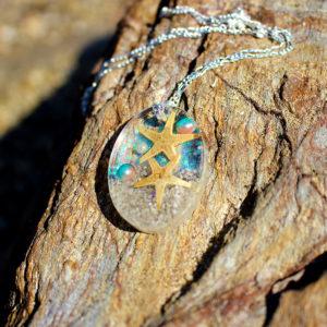 Pendentif "Two stars" - bijoux galatée merveilles - pendentif de sirène - bijoux de sirène - bijoux coquillage - bijoux fantaisies - colliers de sirène